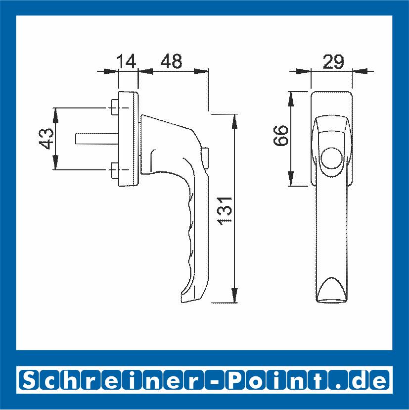 Hoppe London Aluminium Fenstergriff Druckknopf F1 Natur 013SV/U34, 804375, 819553